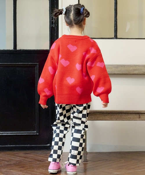 HOGAN RANCH WEAR（ホーガンランチウエア）の「【おうちで洗えるニット】ジャガードニットカーディガン（kids/S～LL）（カーディガン/ボレロ・キッズ・ピンク/オレンジ/マルチ/オフホワイト・L/M/S/LL）」の16枚目の写真