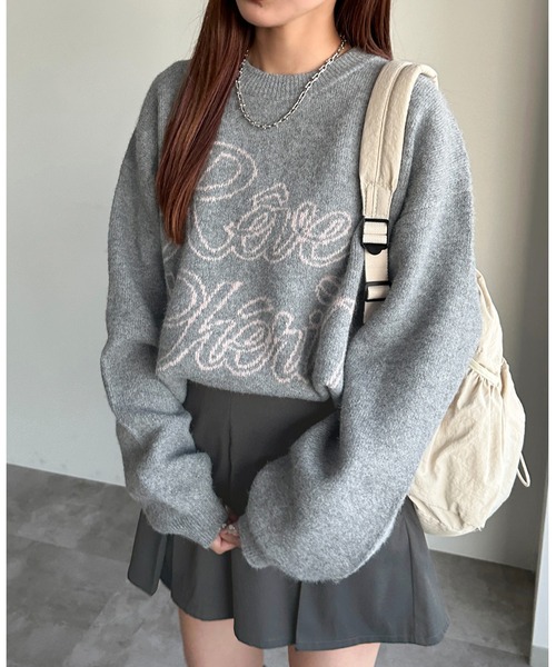apres jour mignon(アプレジュールミニョン)の「ロゴジャガードリボンニット【ZOZOTOWN限定アイテム】(ニット/セーター・レディース・ブラック/グレー/ライトグレー・X-LARGE/フリー)」の18枚目の写真