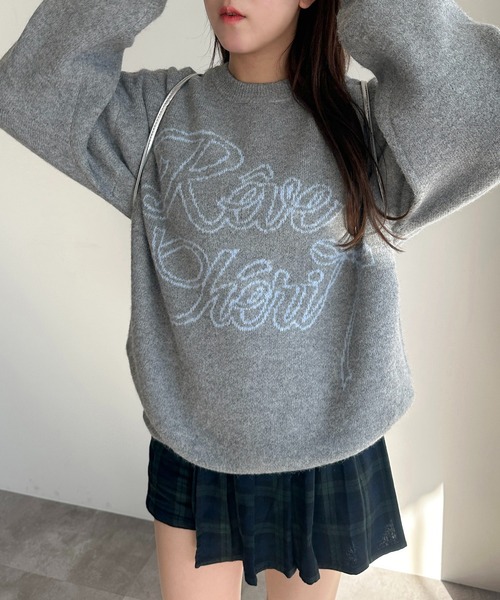 apres jour mignon(アプレジュールミニョン)の「ロゴジャガードリボンニット【ZOZOTOWN限定アイテム】(ニット/セーター・レディース・ブラック/グレー/ライトグレー・X-LARGE/フリー)」の10枚目の写真