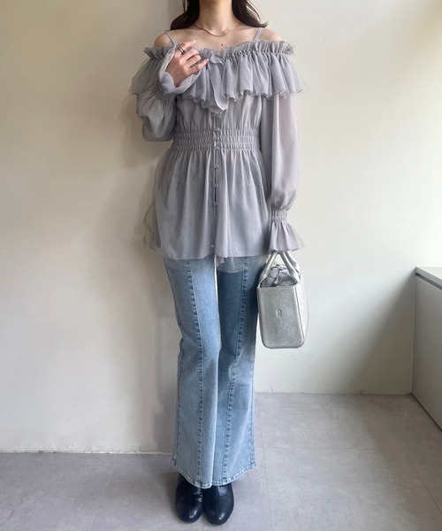 one after another NICE CLAUP（ワンアフターアナザーナイスクラップ）の「2way/ペプラムチュニック（シャツ/ブラウス・レディース・アイボリー/グレー/ブラック・FREE）」の21枚目の写真