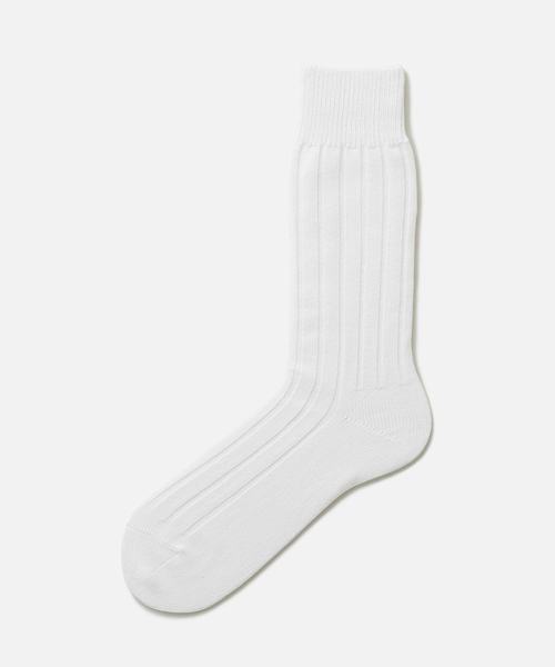 靴下屋(クツシタヤ)の「Tabio MEN/ 太リブレギュラーソックス(ソックス/靴下)」|ホワイト