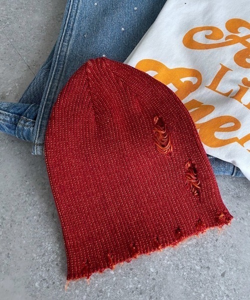 PAGEBOY（ページボーイ）の「ダメージビーニー（ニットキャップ/ビーニー・レディース・ブラック/ブルー/レッド・FREE）」の3枚目の写真