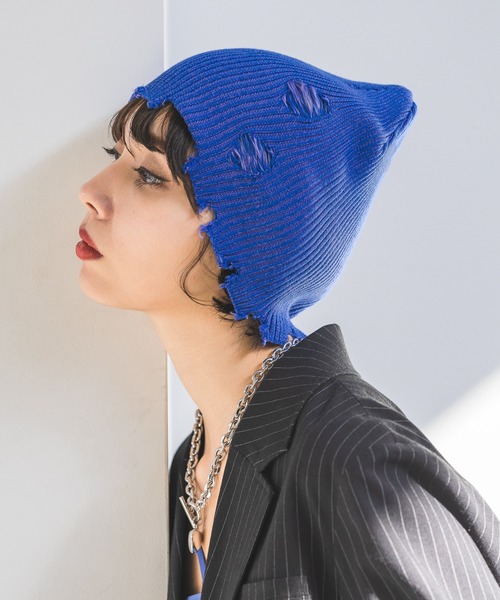 PAGEBOY（ページボーイ）の「ダメージビーニー（ニットキャップ/ビーニー・レディース・ブラック/ブルー/レッド・FREE）」の6枚目の写真