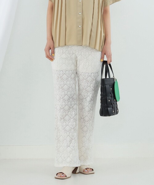 Ray BEAMS（レイビームス）の「Ray BEAMS / カット レース シアー パンツ（その他パンツ・レディース・ブラック/オフホワイト・1/0）」の7枚目の写真