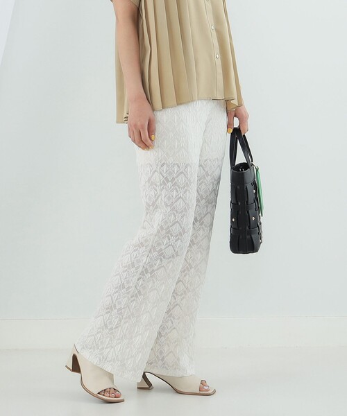 Ray BEAMS（レイビームス）の「Ray BEAMS / カット レース シアー パンツ（その他パンツ・レディース・ブラック/オフホワイト・1/0）」の8枚目の写真