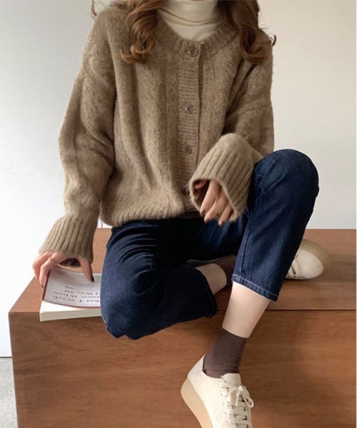 kirakiraShop(キラキラショップ)の「ケーブル ニット カーディガン(カーディガン/ボレロ・レディース・アイボリー/グレー/モカ・FREE)」の14枚目の写真