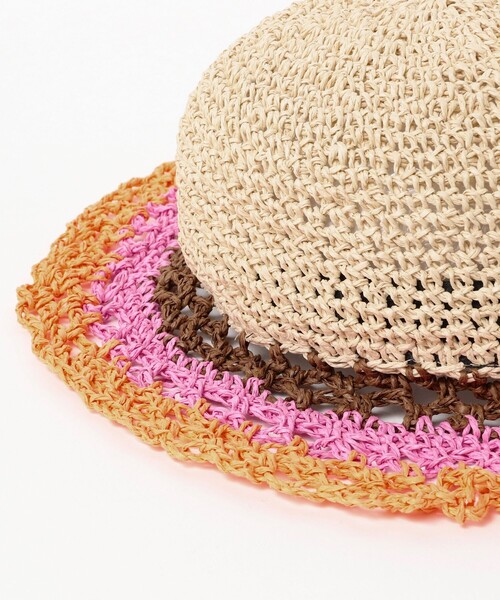 Ray BEAMS(レイビームス)の「Ray BEAMS / マルチ ボーダー ペーパー ハット(ハット・レディース・グリーン系その他/ナチュラル・ONE SIZE)」の9枚目の写真