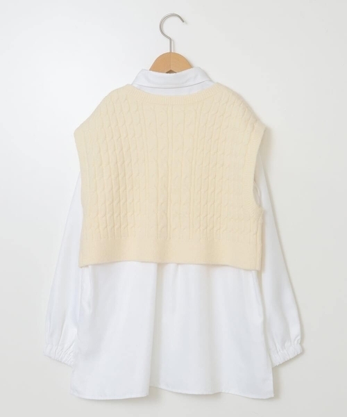 a.v.v（アーヴェヴェ）の「[160]【2点セット】ケーブルベストセット（ベスト・キッズ・グレー/アイボリー・160）」の4枚目の写真