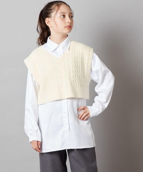 a.v.v（アーヴェヴェ）の「[160]【2点セット】ケーブルベストセット（ベスト・キッズ・グレー/アイボリー・160）」の10枚目の写真