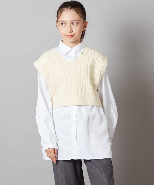 a.v.v（アーヴェヴェ）の「[160]【2点セット】ケーブルベストセット（ベスト・キッズ・グレー/アイボリー・160）」の11枚目の写真
