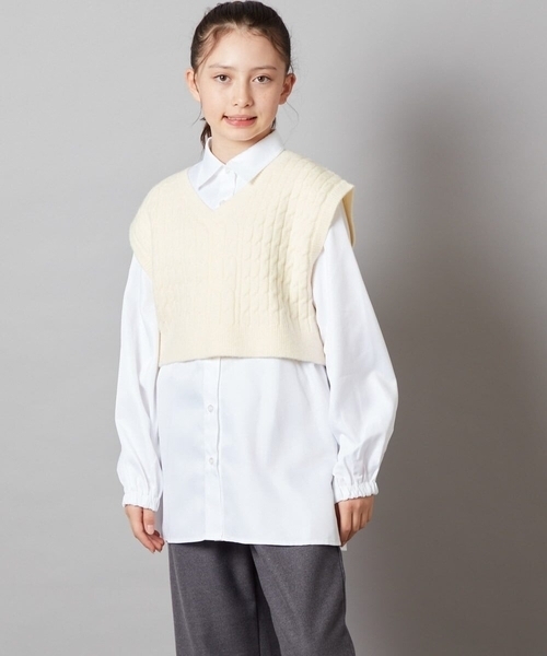 a.v.v（アーヴェヴェ）の「[160]【2点セット】ケーブルベストセット（ベスト・キッズ・グレー/アイボリー・160）」の12枚目の写真