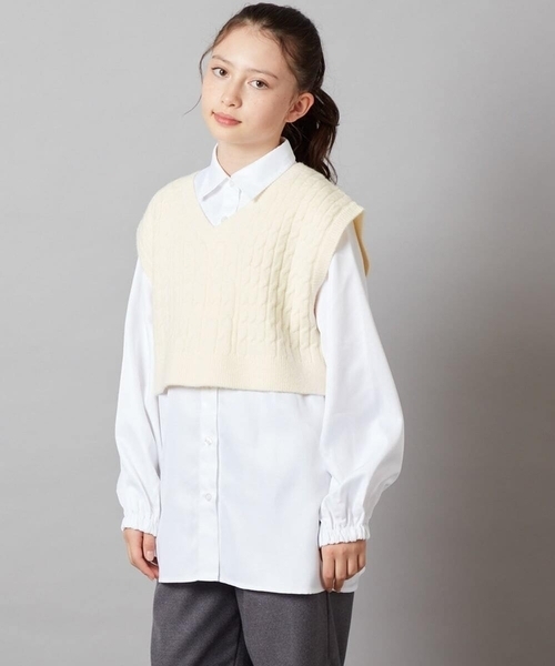 a.v.v（アーヴェヴェ）の「[160]【2点セット】ケーブルベストセット（ベスト・キッズ・グレー/アイボリー・160）」の13枚目の写真