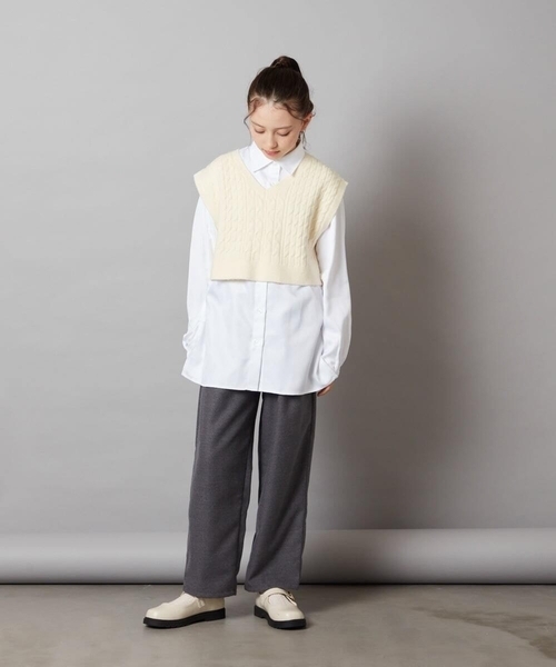a.v.v（アーヴェヴェ）の「[160]【2点セット】ケーブルベストセット（ベスト・キッズ・グレー/アイボリー・160）」の15枚目の写真