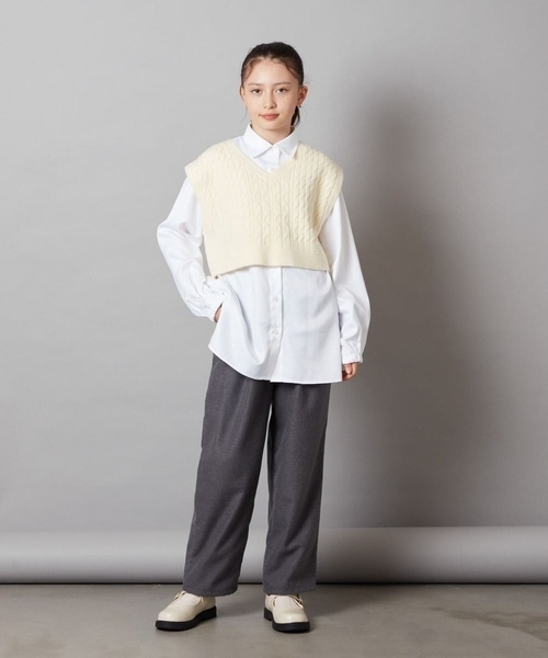 a.v.v（アーヴェヴェ）の「[160]【2点セット】ケーブルベストセット（ベスト・キッズ・グレー/アイボリー・160）」の16枚目の写真