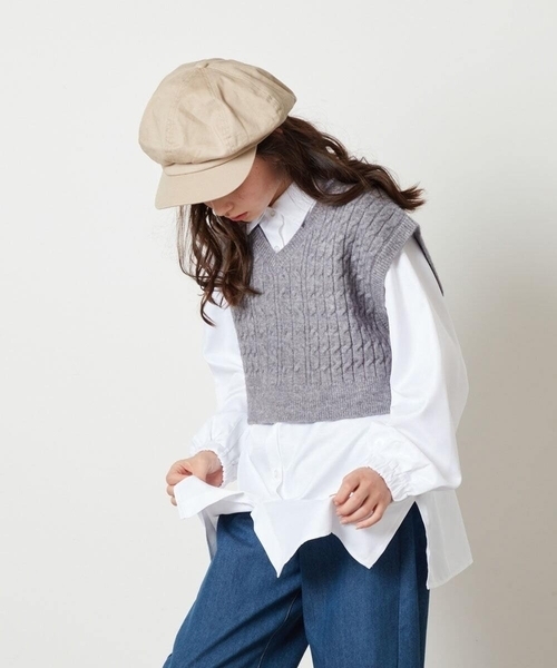 a.v.v（アーヴェヴェ）の「[160]【2点セット】ケーブルベストセット（ベスト・キッズ・グレー/アイボリー・160）」の21枚目の写真
