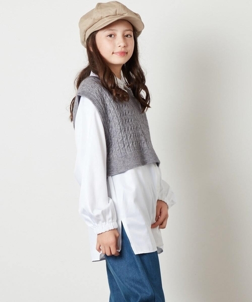 a.v.v（アーヴェヴェ）の「[160]【2点セット】ケーブルベストセット（ベスト・キッズ・グレー/アイボリー・160）」の22枚目の写真