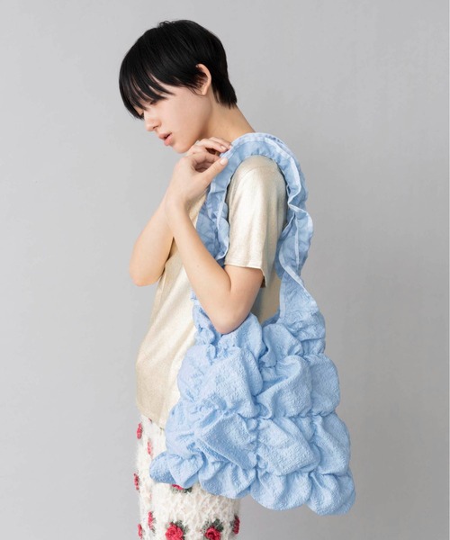 Casselini（キャセリーニ）の「Casselini(キャセリーニ)スクエアギャザートート（トートバッグ・レディース・アイボリー/ブラック/サックスブルー/オレンジ/ブルー/ゴールド/シルバー/グリーン・FREE）」の5枚目の写真