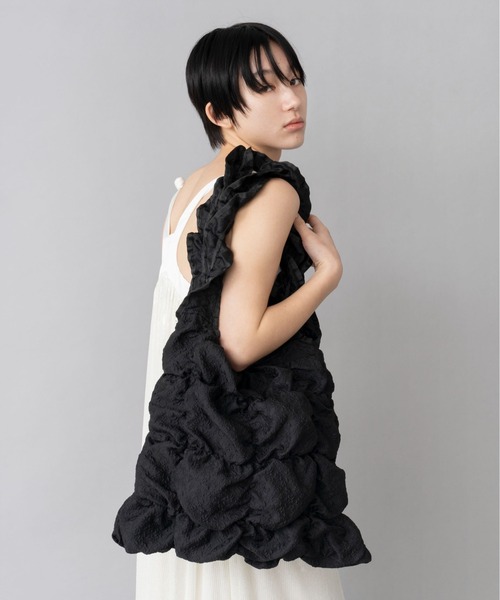 Casselini（キャセリーニ）の「Casselini(キャセリーニ)スクエアギャザートート（トートバッグ・レディース・アイボリー/ブラック/サックスブルー/オレンジ/ブルー/ゴールド/シルバー/グリーン・FREE）」の3枚目の写真