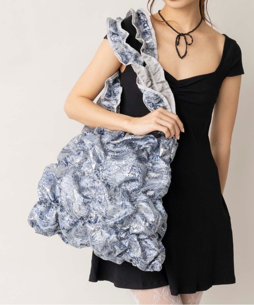 Casselini（キャセリーニ）の「Casselini(キャセリーニ)スクエアギャザートート（トートバッグ・レディース・アイボリー/ブラック/サックスブルー/オレンジ/ブルー/ゴールド/シルバー/グリーン・FREE）」の10枚目の写真