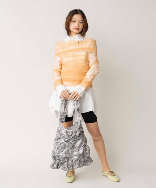 Casselini（キャセリーニ）の「Casselini(キャセリーニ)スクエアギャザートート（トートバッグ・レディース・アイボリー/ブラック/サックスブルー/オレンジ/ブルー/ゴールド/シルバー/グリーン・FREE）」の13枚目の写真