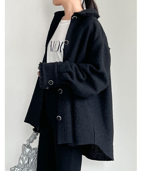 美品✨Rene✨TISSUE製　アルパカツイードステンカラーコート 38 付属品 ルネ TISSUE ハイネック ジャケット ツイード アルパカ 36 クリーム色