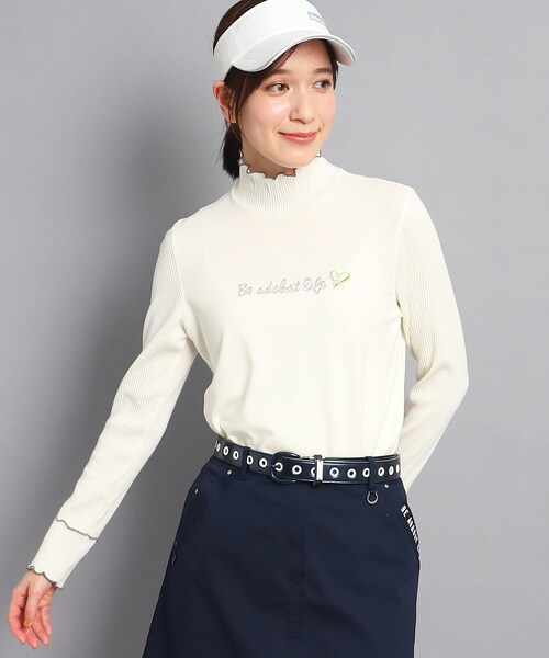 adabat(アダバット)の「◆メローフリル 長袖モックネックプルオーバー(Tシャツ/カットソー・レディース・ブルー/ホワイト/ライトグレー系9・38/36/40/42)」の1枚目の写真