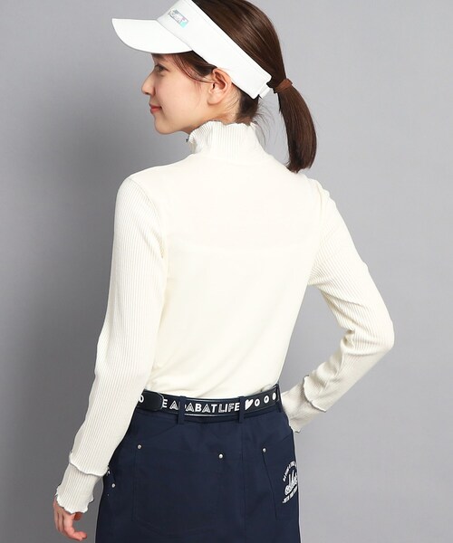 adabat(アダバット)の「◆メローフリル 長袖モックネックプルオーバー(Tシャツ/カットソー・レディース・ブルー/ホワイト/ライトグレー系9・38/36/40/42)」の7枚目の写真