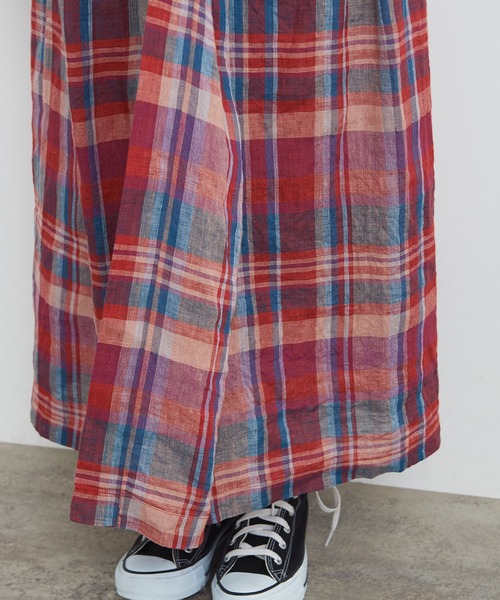 bulle de savon（ビュルデサボン）の「Linen Check rapスカート