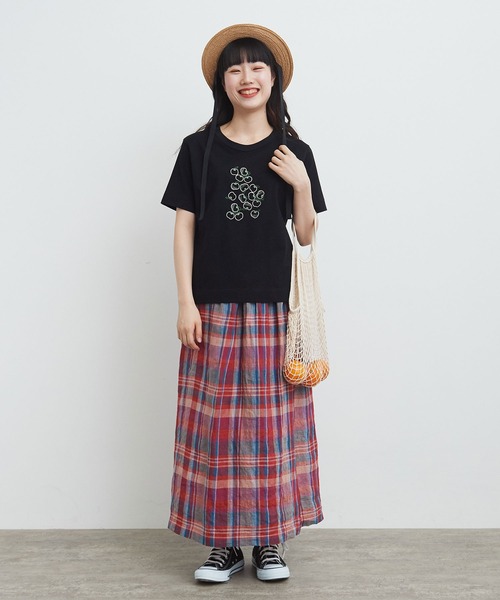 高速配送 bulle de savon（ビュルデサボン）の「Linen Check rapスカート スカート