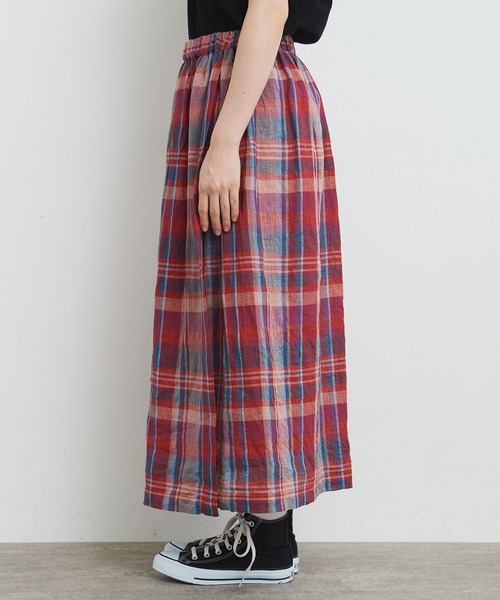2025 お歳暮【公式】 - 人気ブランド bulle de savon（ビュルデサボン）の「Linen Check rapスカート スカート