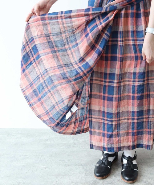 超特価SALE開催！ bulle de savon（ビュルデサボン）の「Linen Check rapスカート スカート