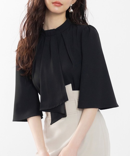 SAISON DE PAPILLON（セゾンドパピヨン）の「【大人気】5分丈スリーブスタンドカラーブラウス　卒業式 入学式（シャツ/ブラウス・レディース・ピンクベージュ/ライトグリーン/アイボリー/ブラック・S/M/L）」の18枚目の写真