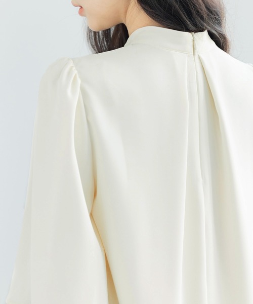 SAISON DE PAPILLON（セゾンドパピヨン）の「【大人気】5分丈スリーブスタンドカラーブラウス　卒業式 入学式（シャツ/ブラウス・レディース・ピンクベージュ/ライトグリーン/アイボリー/ブラック・S/M/L）」の11枚目の写真