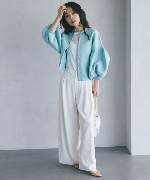 La boutique BonBon（ラブティックボンボン）の「シアーノースリーブカットソー（Tシャツ/カットソー・レディース・グレイッシュベージュ/ブラック/ホワイト・FREE）」の8枚目の写真