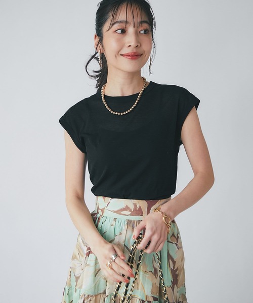 La boutique BonBon（ラブティックボンボン）の「シアーノースリーブカットソー（Tシャツ/カットソー・レディース・グレイッシュベージュ/ブラック/ホワイト・FREE）」の18枚目の写真