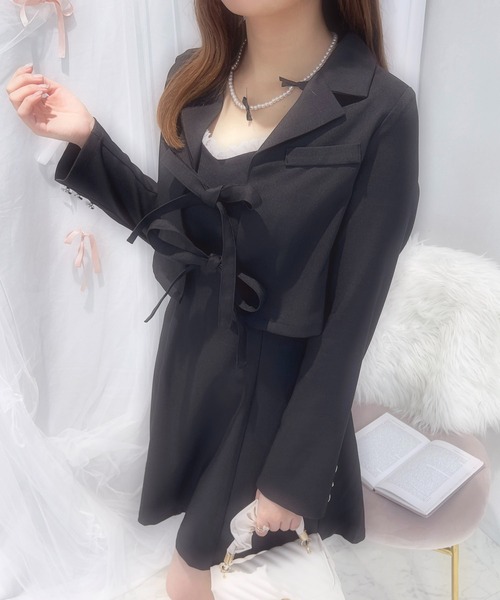 apres jour(アプレジュール)の「French Girly Collection リボンテーラードジャケット【ZOZOTOWN限定アイテム】(テーラードジャケット・レディース・グレー系その他/ブラック・X-LARGE/フリー)」の11枚目の写真