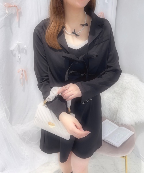 apres jour(アプレジュール)の「French Girly Collection リボンテーラードジャケット【ZOZOTOWN限定アイテム】(テーラードジャケット・レディース・グレー系その他/ブラック・X-LARGE/フリー)」の4枚目の写真