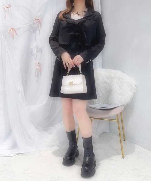 apres jour(アプレジュール)の「French Girly Collection リボンテーラードジャケット【ZOZOTOWN限定アイテム】(テーラードジャケット・レディース・グレー系その他/ブラック・X-LARGE/フリー)」の7枚目の写真