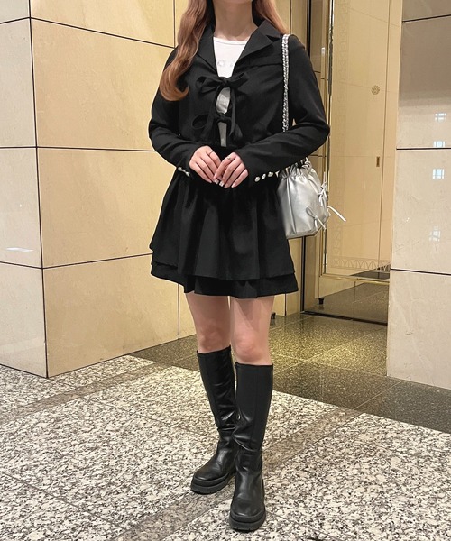 apres jour(アプレジュール)の「French Girly Collection リボンテーラードジャケット【ZOZOTOWN限定アイテム】(テーラードジャケット・レディース・グレー系その他/ブラック・X-LARGE/フリー)」の16枚目の写真