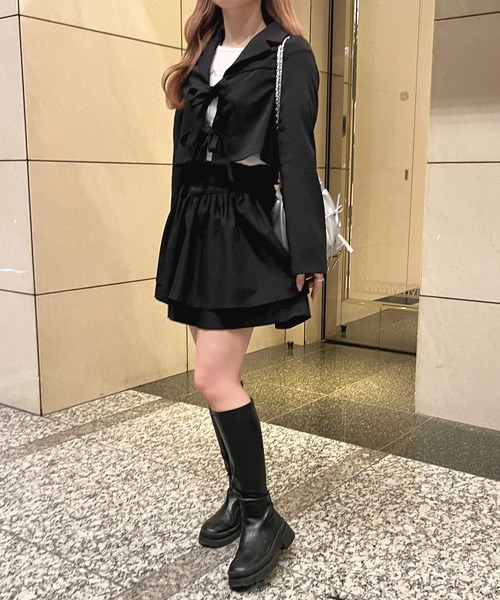 apres jour(アプレジュール)の「French Girly Collection リボンテーラードジャケット【ZOZOTOWN限定アイテム】(テーラードジャケット・レディース・グレー系その他/ブラック・X-LARGE/フリー)」の15枚目の写真