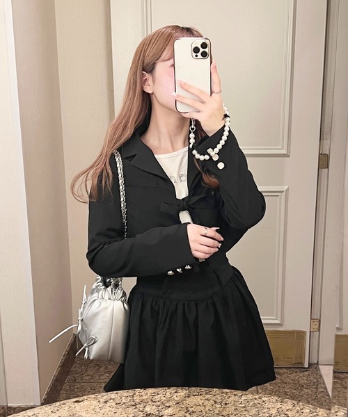 apres jour(アプレジュール)の「French Girly Collection リボンテーラードジャケット【ZOZOTOWN限定アイテム】(テーラードジャケット・レディース・グレー系その他/ブラック・X-LARGE/フリー)」の18枚目の写真