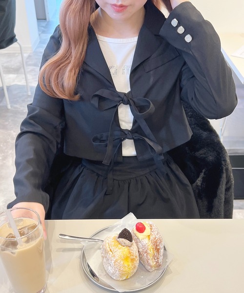 apres jour(アプレジュール)の「French Girly Collection リボンテーラードジャケット【ZOZOTOWN限定アイテム】(テーラードジャケット・レディース・グレー系その他/ブラック・X-LARGE/フリー)」の17枚目の写真