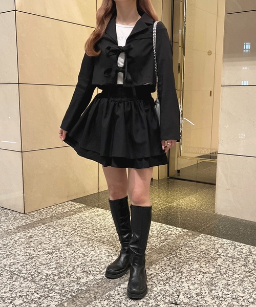 apres jour(アプレジュール)の「French Girly Collection リボンテーラードジャケット【ZOZOTOWN限定アイテム】(テーラードジャケット・レディース・グレー系その他/ブラック・X-LARGE/フリー)」の13枚目の写真