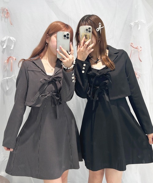 apres jour(アプレジュール)の「French Girly Collection リボンテーラードジャケット【ZOZOTOWN限定アイテム】(テーラードジャケット・レディース・グレー系その他/ブラック・X-LARGE/フリー)」の21枚目の写真