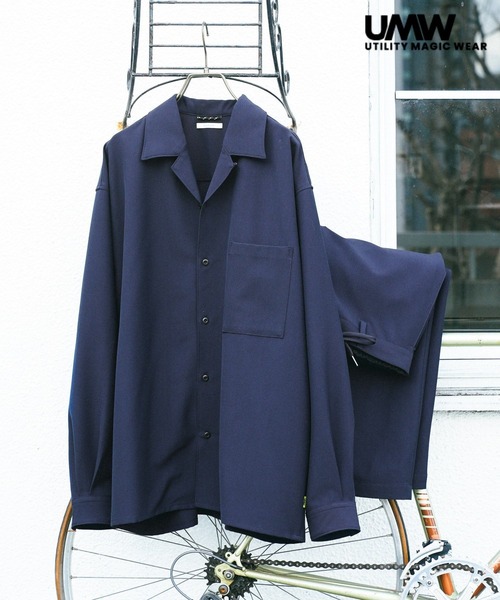 BAYFLOW（ベイフロー）の「[セットアップ可]UMW長袖シャツ 【UVケア・ストレッチ・イージーケア】（シャツ/ブラウス・メンズ・ネイビー/カーキ/ブラック・LARGE/MEDIUM）」の2枚目の写真