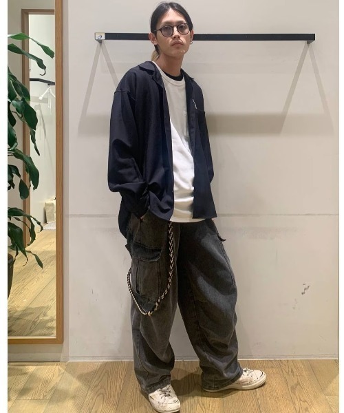 BAYFLOW（ベイフロー）の「[セットアップ可]UMW長袖シャツ 【UVケア・ストレッチ・イージーケア】（シャツ/ブラウス・メンズ・ネイビー/カーキ/ブラック・LARGE/MEDIUM）」の22枚目の写真