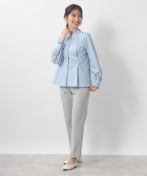 index（インデックス）の「◆バンドカラータックブラウス【洗濯機洗い可/イージーケア】（シャツ/ブラウス・レディース・ブルー系/サックスブルー/オフホワイト・36/38/42/40）」の9枚目の写真