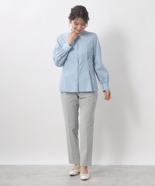 index（インデックス）の「◆バンドカラータックブラウス【洗濯機洗い可/イージーケア】（シャツ/ブラウス・レディース・ブルー系/サックスブルー/オフホワイト・36/38/42/40）」の10枚目の写真