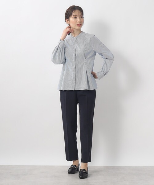 index（インデックス）の「◆バンドカラータックブラウス【洗濯機洗い可/イージーケア】（シャツ/ブラウス・レディース・ブルー系/サックスブルー/オフホワイト・36/38/42/40）」の13枚目の写真