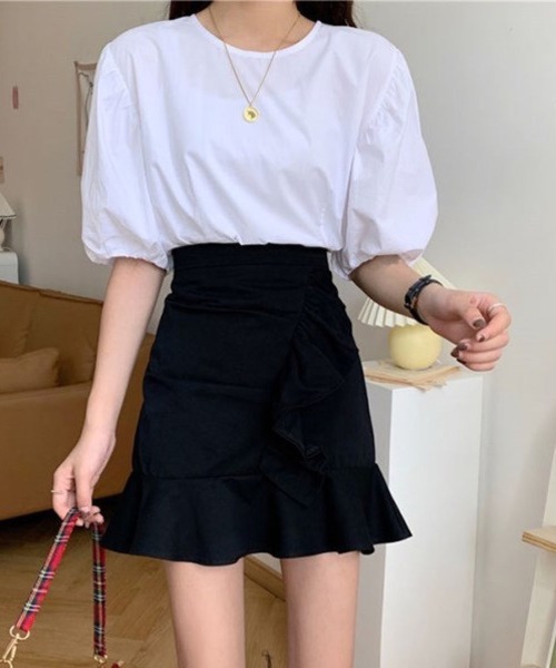 Nia（ニア）の「Nia(ニア)/フリルミニスカート（スカート・レディース・ブラック/ホワイト・LARGE/SMALL/MEDIUM）」の13枚目の写真